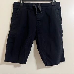 HWBY Black Jogger Shorts Knee-Length Men Casual Drawstring Stretch Waist M